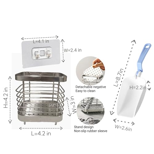 Ice Scoop with Holder Ice Scooper Holder & Ice Scoop 2PCS Set Ice Maker Scoop Holder Scooper Accessory for Frigidaire Counter Top Ice Makers and Machines Kitchen Freezer, Easy Clean Small 8 in Scoop