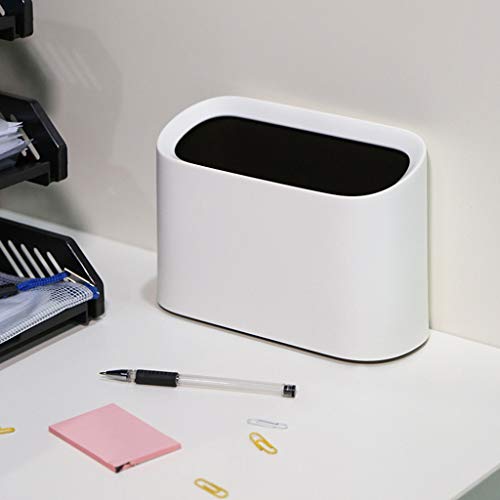 Longay Modern Oval Shatter-Resistant Plastic Small Trash Can Wastebasket (White)