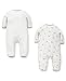 Little Me baby girls 2 Pack Footie, White/Multi, 3 Months US