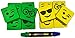 Magnetic Yellow/Green Smiley Faces Dry Erase Erasers for Whiteboard - 12 in Pack. Cleaning White Board - Two Side Markers - for Student and Teachers - Useful at School Office & Home from BundleStuff