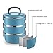 YBOBK HOME Bento Box Adults Lunch Box For Work, 3-Tier Cylinder Stackable Lunch Box With Bag, Keep Food Warm Thermal Lunch Container, Portable Stainless Steel Insulated Food Container (Blue 71oz)