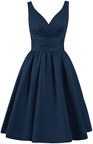 ELLAGOWNS Women's V-neck Short Bridesmaid Dresses Navy Blue US 18W