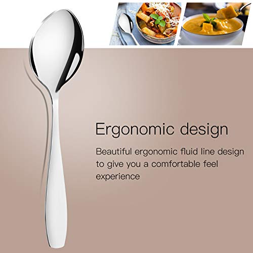 Serving Spoons Buffet, Elegant Life Stainless Steel Serving Utensil, Solid Spoons for Large Buffet Banquet Flatware Kitchen Basics Serving Spoon Tablespoons Set of 6, 9.8 Inch - Thumbnail 3