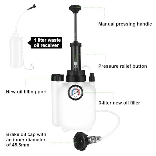 ASUNCELL 3L Manual Brake Fluid Drain Kit, Manual Brake Bleeder Kit, Universal Brake Bleeder, Manual Brake Fluid Change Adapter E20 Universal
