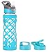 Glass Water Bottle With Protective Silicone Sleeve, Wide Mouth Lid With 3 Different Interchangeable Leak Proof Covers - Reusable Leakproof Container For Sports, Gym & Travel - BPA Free - 25oz | Blue