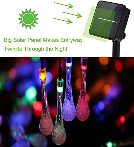 Solar LED Lichterkette Regentropfen Bunt für Außen 8 Modi IP65 Wasserdicht Dekorative Lichter für Garten Bäume Terrasse Party (Bunt Regentropfen)