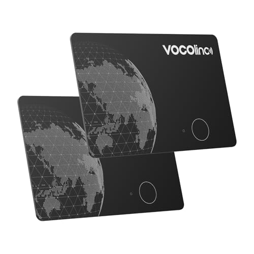 VOCOlinc Dual System Air Tag Card Pack of 2, Rechargeable Wallet Tracker Compatible with Android App Google Locate or iOS Apple Locate, Locator for Wallet/Luggage/Bags