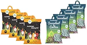 TrustBasket Enriched Premium Organic Earth Magic Potting Soil Mix with Required Fertilizers for Plants- 20 KG, Brown & Succulent and Cactus Potting Soil Mix - 20 KG