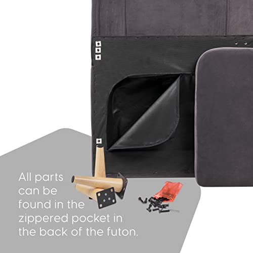 Milliard Futon Sofa Bed, Memory Foam Convertible Sofa Couch, Grey