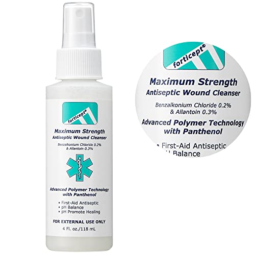 Forticept First Aid Burn Kit Antiseptic Wound Cleanser 4Oz & Burns Pain