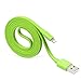 unique flat noodle iphone cable (flat iphone cable, Green and Orange)