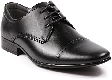 Magestik Men's Perforated Lace Up Cap Toe Oxford Dress Shoes (8.5, Black)