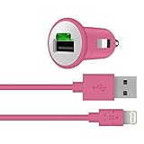 Belkin Apple Certified MIXIT Car Charger with 4-Foot Lightning Cable (2.1 Amp / 10 Watt), Pink