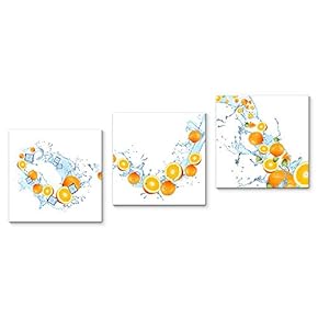 Canvas Wall Art Fruits Dancing in Water Painting Artwork for Home Prints Framed - 12"x12"x3 Panels
