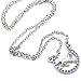 Horse Mustang Pony Horseshoe Necklace Pendant Lucky Charm Western Cowboy Cowgirl (Blue)