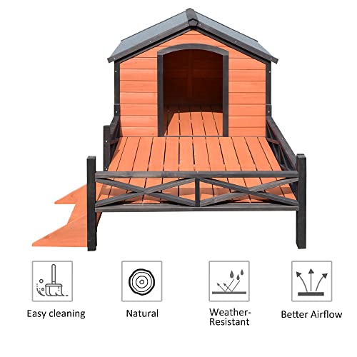 PawHut Large Dog House with Porch for Expansive Size, XL Wooden