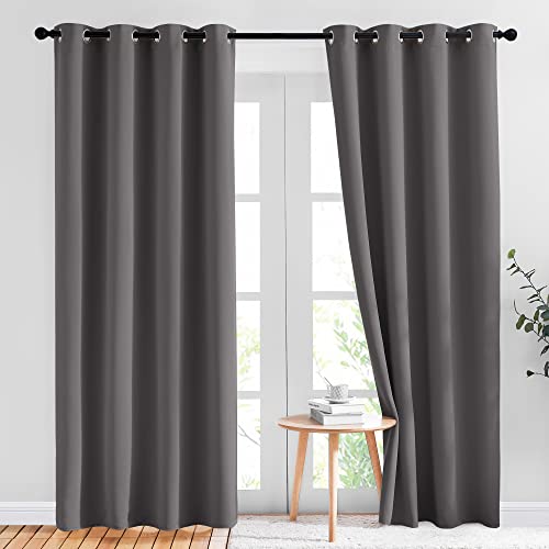 NICETOWN Grey Blackout Curtains for Bedroom 84 Inches Long, 2 Panels, W52