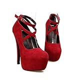 Wotefusi Women's Platform Pumps Strappy Buckle Stilettos High Heels Shoes 14CM