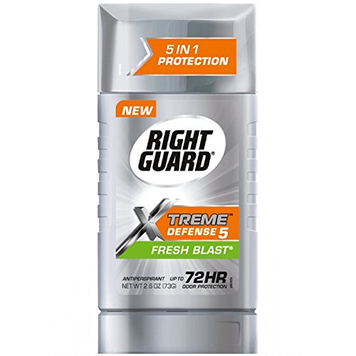 Right Guard Xtreme Defense 5 Anti-Perspirant & Deodorant, Fresh Blast 2.60 oz (Pack of 8)