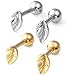 PiercingJ 2-4pcs 18G Stainless Steel Leaves Helix Tragus Cartilage Barbell Stud Earring