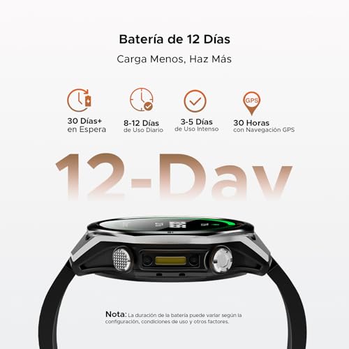 DOOGEEEco ANYWISEW1, Reloj Inteligente Militar para Hombre, GPS de Doble Banda 5ATM, Compatible con Android y iPhone, Pantalla AMOLED de 1,43", más de 170 Modos Deportivos