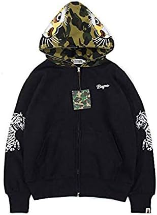 Yoluck Bape Fashion Embroidered Camo Print Casual Zip Hoodie for Men/Women