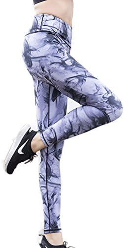 hefeilzmy Skyflying Printed Yoga Pants Elastic Quick-Drying Exercise Fitness Body Slim Yoga Trousers Leggings Pants for Short Women Girls Running Gym Purple Vine-L