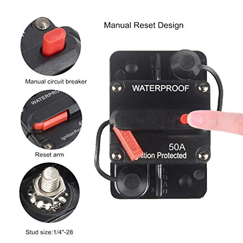 OUHL 50 Amp Circuit Breaker Manual Reset 30250A for Car Truck Rv ATV Marine Trolling Motors