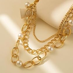 Pearl Necklace Gold Chain Necklace Layered Gold