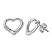 Sterling Silver Hollow Heart Stud Earrings - 11mm