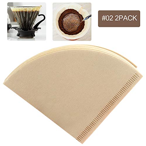 2Pack #2 Super Premium Unbleached Paper Cone Coffee V60 Filters- Fits All No.2 Size Cone Coffee Drip 2Pack #2 Super Premium Unbleached Paper Cone Coffee V60 Filters- Fits All No.2 Size Cone Coffee Drip