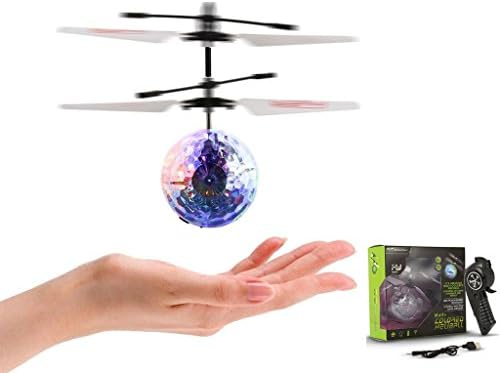 RC Flying Ball with Color Changing LED Lights, Hobbylane RC Infrared Induction Ball Hand Sensor Suspension Flying Drone RC Ball, Flashing Light Sensor Aircraft Toys for Teenagers (Transparent)