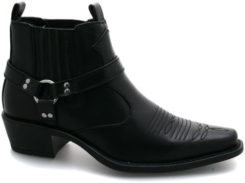 New Mens Black Cuban Heel Western Cowboy Boots