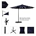 FLAME&SHADE 10' Solar Cantilever Umbrella, Outdoor Offset Hanging Umbrella, LED lights, Cross Base, 360° Rotation, Infinite Tilting, Navy Blue