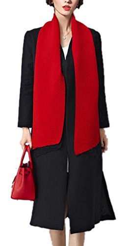 Lingswallow Women's Winter Lapel Long Sleeve Wrap Trench Coat Jacket Black Lingswallow Women's Winter Lapel Long Sleeve Wrap Trench Coat Jacket Black