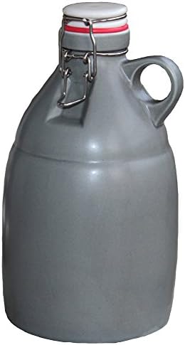 64oz Gray Stonefire Ceramic Beer Growler with Flip Top Lid
