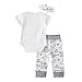 Miwear Baby Boys Girls Letter Print Short Sleeve Romper Bodysuit + Long Pants + Headband Outfits Set (White, 0-6 Months)