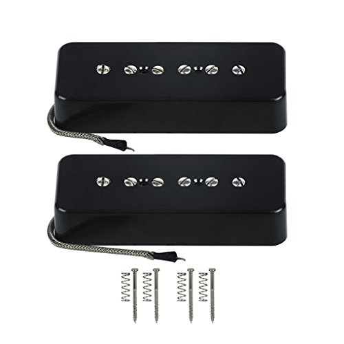 FLEOR Alnico 5 Single Coil Soap Bar P90 Neck & Bridge Pickup Set - Black