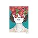 Lightclub Nordic Sunglasses Flower Girl Canvas Frameless Indoor Wall Painting Decoration Size 50cm x 70cm