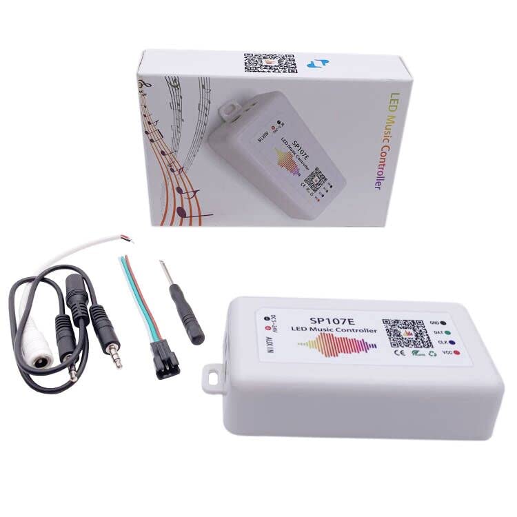 TOPXCDZ SP107e Bluetooth Music LED Controller Full Colour Pixel IC Controller by Phone App for WS2811 WS2812 SK6812 RGBW APA102 Strip
