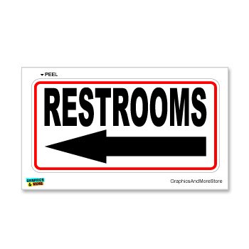 Restrooms Left Arrow - Customer Business Store Sign - Window Wall Sticker