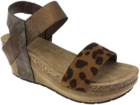 MVE Shoes Women's Open Toe Strappy Wedge - Summer Vegan Leather Platform Sandal - Low Heeled Sandals