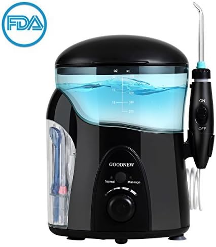 GOODNEW Dentist Recommended Professional Water Dental Flosser with7 Interchangeable Tips for Adults &amp; Kids, Portable Leak-Proof Electric Quiet Design Oral Irrigator for Home and Travel (Black)