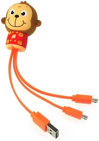 2 IN 1 USB Micro Charger Cable by TOPVIP Lucky Monkey Durable Rugged Noodle Shape for Android, Samsung,HTC,Nokia,LG,Motorola,Smartphone,Tablet(Orange)