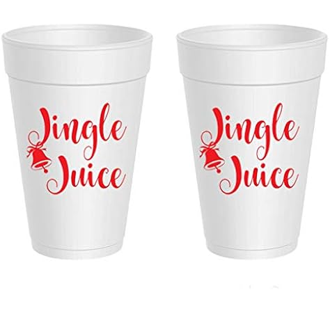 Amazon Com Christmas Styrofoam Cups Jingle Juice 10 Cups Kitchen Dining
