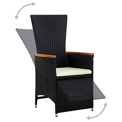 Tidyard Gartenmöbel 9-TLG.Garten-Essgruppe mit Auflagen Sitzgruppe Gartengarnitur Outdoor Essgarnitur Gartenset Sitzgarnitur Gartentisch Mit 8 Gartenstuhl mit Sitzpolster,Poly Rattan Schwarz – Bild 5