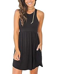 Vestido de dama sin mangas, liso, casual, corto con bolsillos