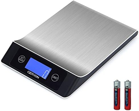 mail scale, 33lb/15Kg Multifunction Accurate Kitchen Scale with Smart Touch Key and Tare Function for Baking &amp; Cooking -- Stainless Steel