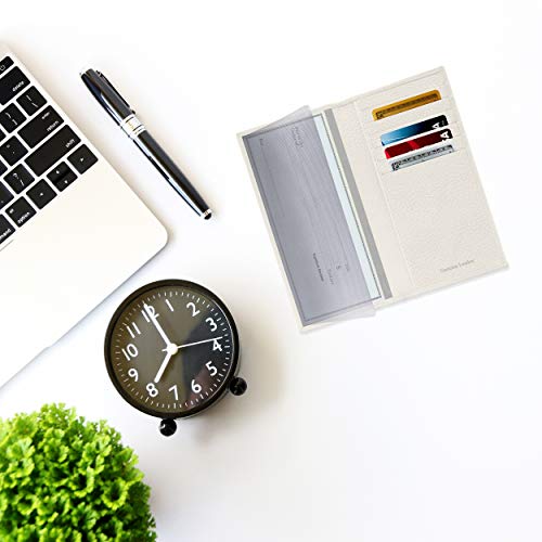 Genuine Leather Checkbook Cover For Women & Men - Checkbook Holder Check Book Covers For Duplicate Checks Card Wallet RFID