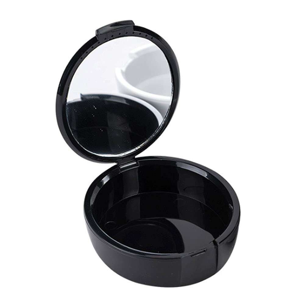 Retaining Box Denture Denture Box Denture Denture Height Denture Oval Portable PE Mouth Container with Mirror Black